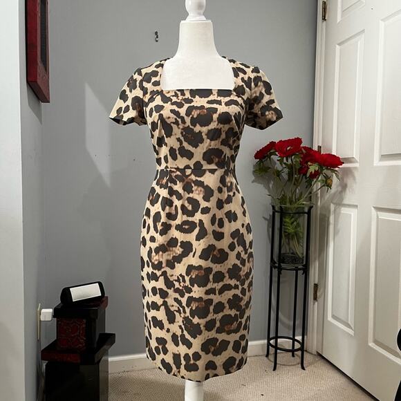 NEW Banana Republic Mad Men Tailored Career Classic Leopard Sheath Dress 2P NWT - Picture 15 of 16